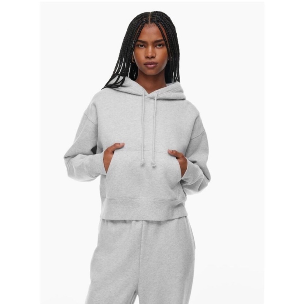 Aritzia TNA Sweatfleece Cozy Fleece Boyfriend Fit 2XS Grey Oversized Hoodie